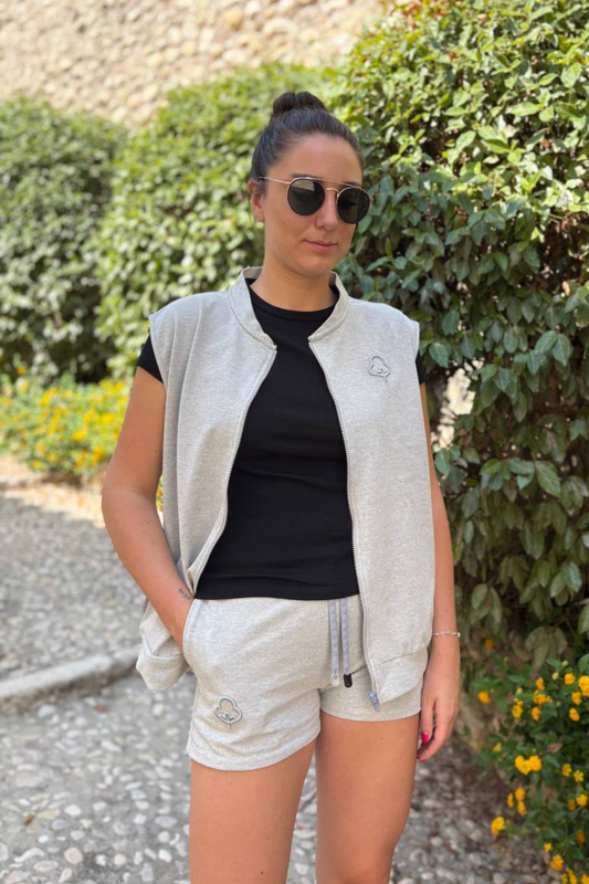 Short piqué gris